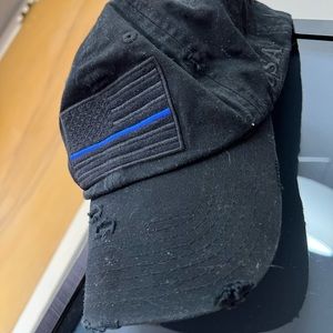 Thin blue line distressed hat